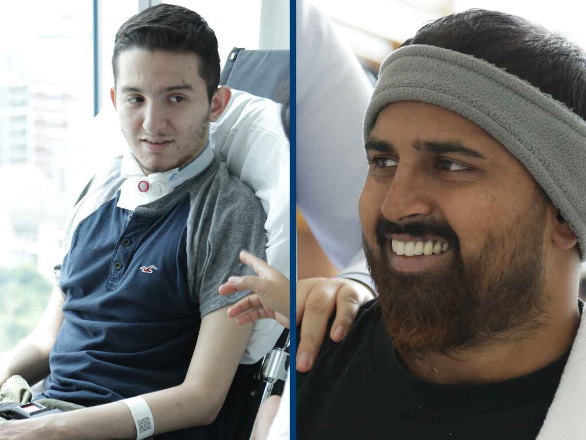 A photo of two C4 spinal cord injury patients who have received epidural stimulation treatment